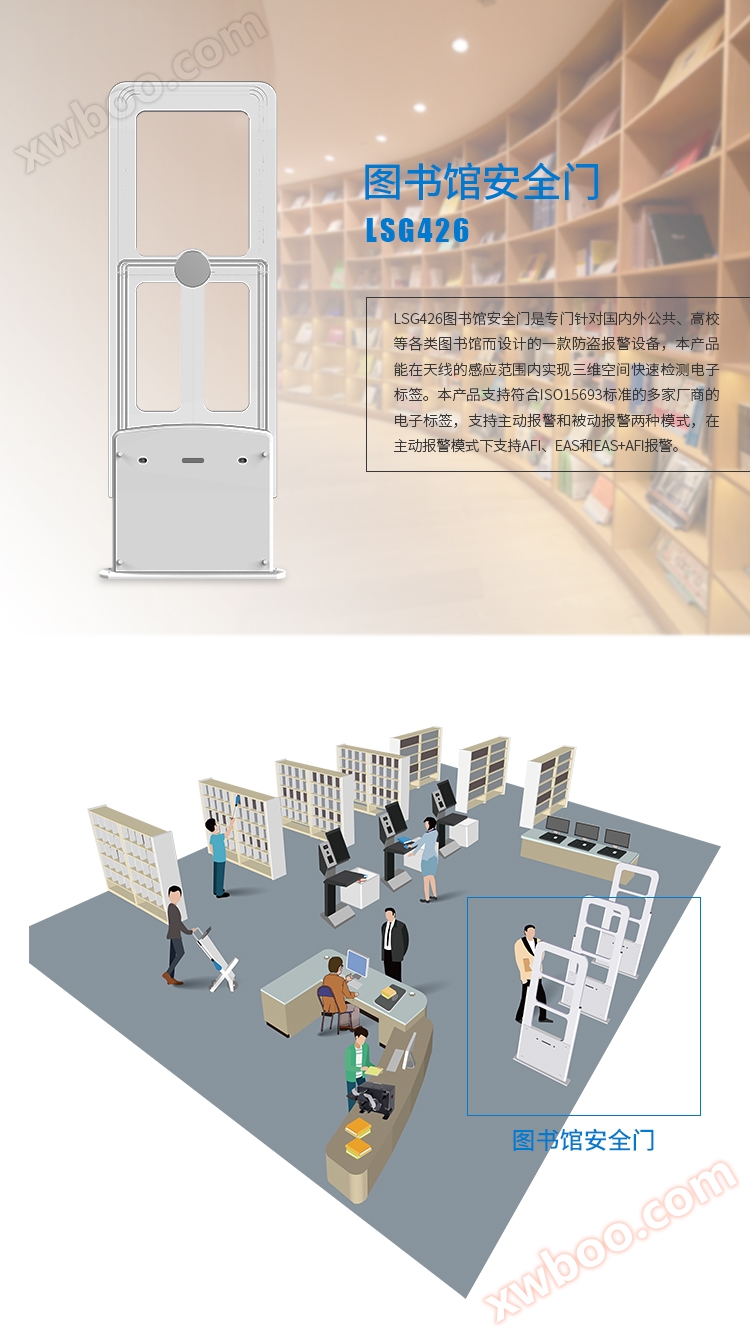 智慧图书馆,高频安全防盗门,防盗门,RFID安全门,智慧门禁系统